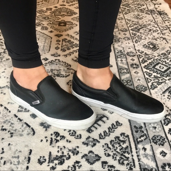 Vans Classic Slip On- Black Perforated Leather Vans Classic Slip On- Black Perforated Leather